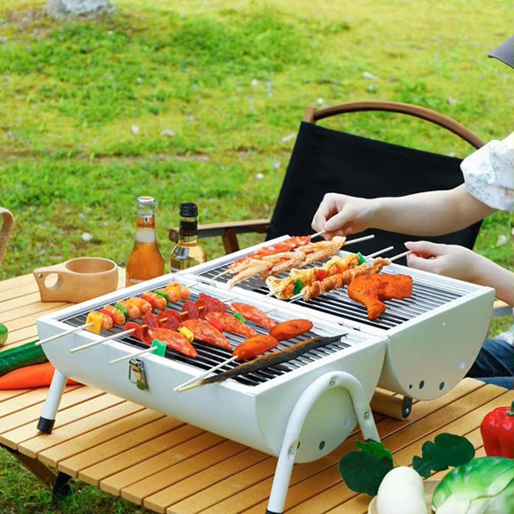 Barbecue Grill Portable Dual Purpose BBQ Grill Heating Stoves Large Rack Net Firewood Stove Camping Barbecue Heating Stoves